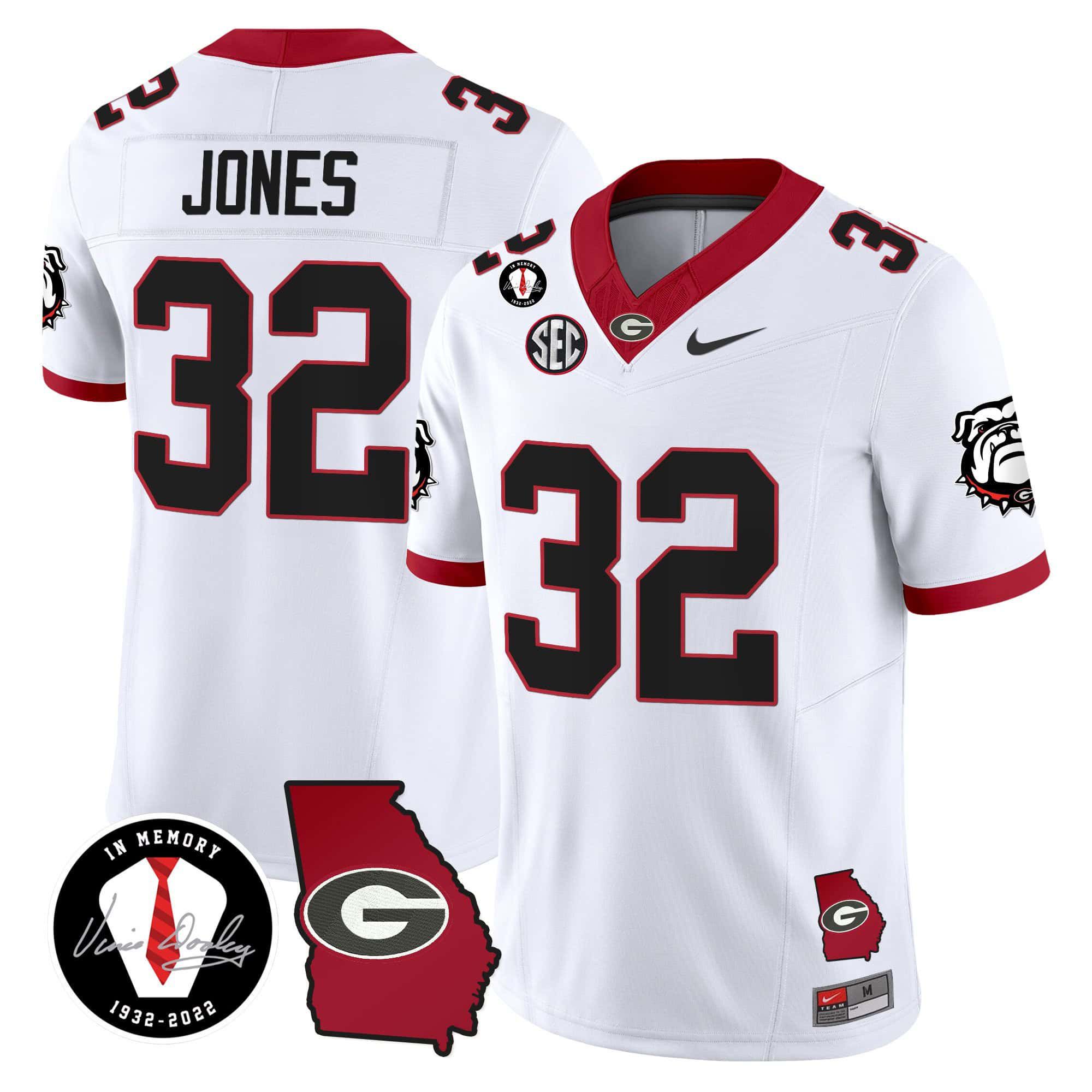 Men Georgia Bulldogs #32 Jones White 2024 Nike Vapor NCAA Jersey style 1